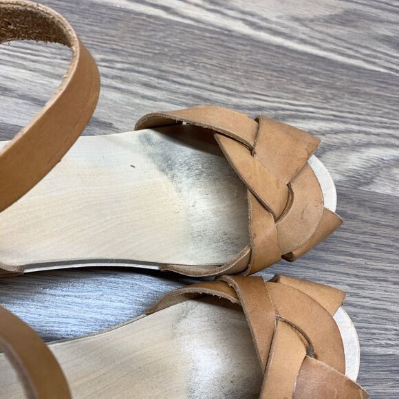 Swedish Hasbeens Womens Brown Leather Clog Sandals European Size 40 US Size 9 - Picture 12 of 14